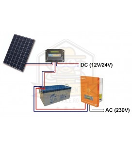 Pachet fotovoltaic -Avansat cu inverter 180w - 2x100wp - 12V/100Ah